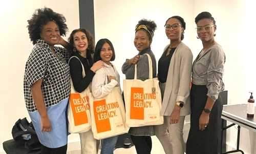 Aja Barber, Pan Macmillan editors, Afrocenchix team, Rachael Corson and Joycelyn Mate Afrocenchix book lovers box event 2021