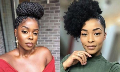 collage of two black women with Christmas Hairstyles