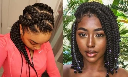 Braided hairstyles article featured with collage of two beautiful black women with braids