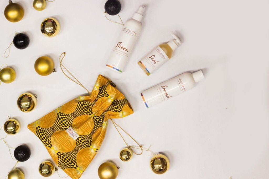 Black British Gifts - Afrocenchix's Moisture Surge Set with African print bag