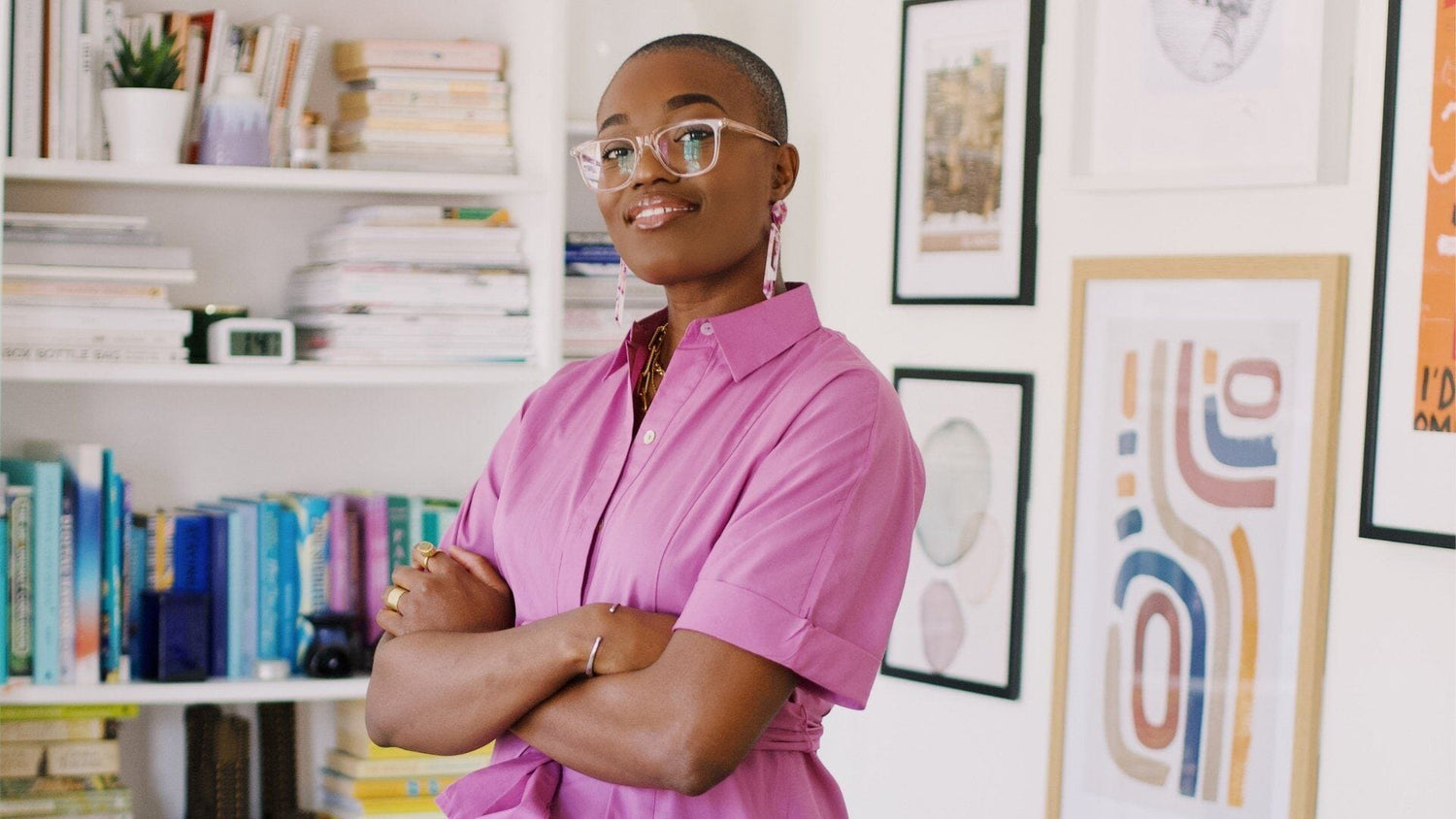 Nicole Crentsil wearing a pink dress: Women Doing Bits Afrocenchix blog series0321