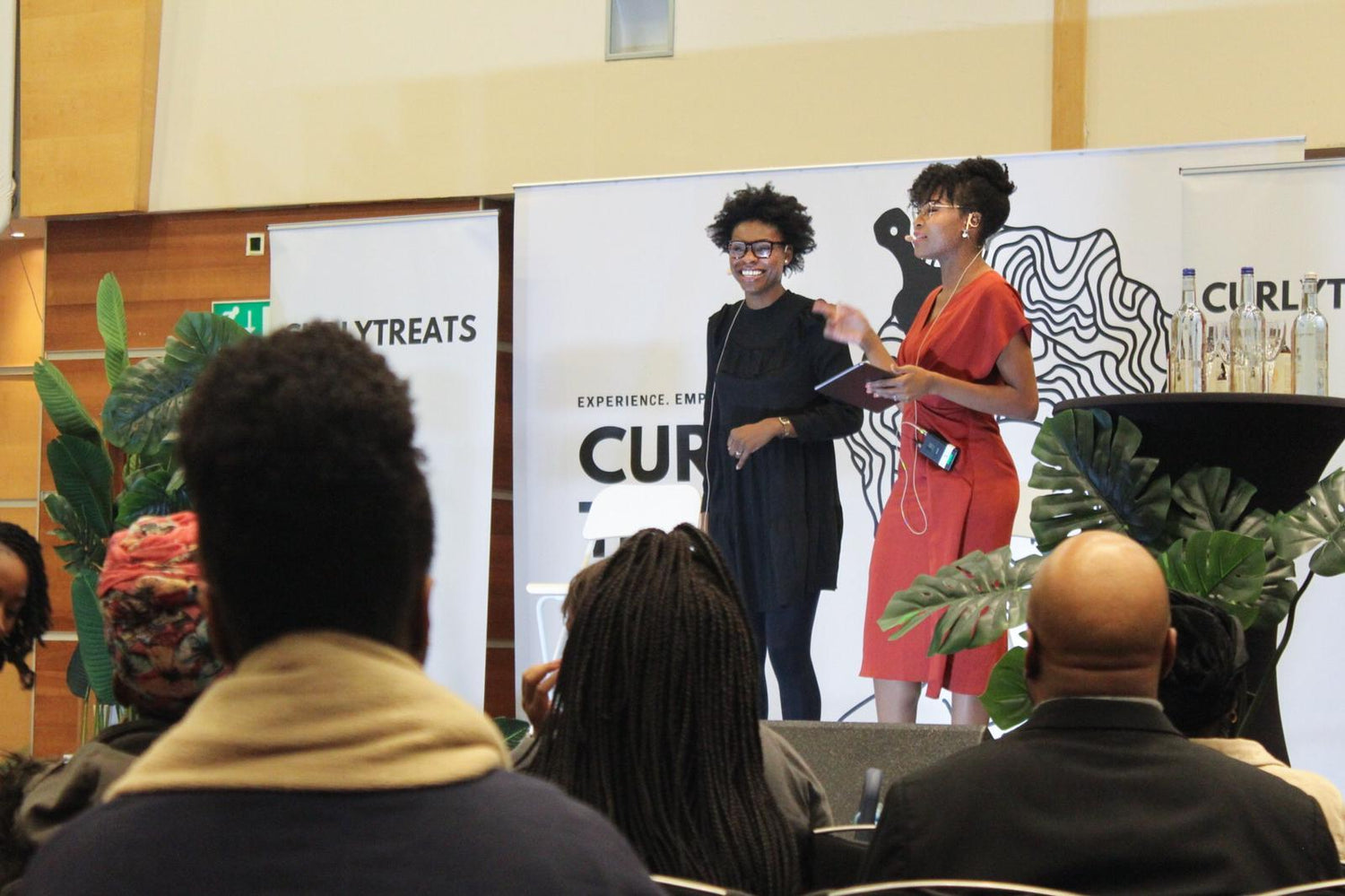 Joycelyn and Rachael on stage at CurlyTreats 2019