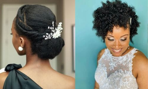 Happy black couple sitting on stairs wedding hairstyles for natural hair Afrocenchix article featured image