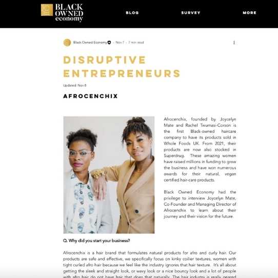 Black Owned Economy – Disruptive Entrepreneurs