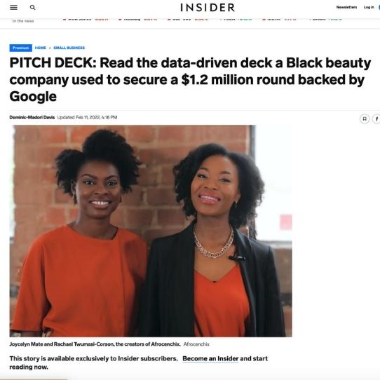 The Business Insider – PITCH DECK: Read the data-driven deck a Black beauty company used to secure a $1.2 million round backed by Google