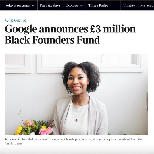 The Times – Google announces £3 million Black Founders Fund