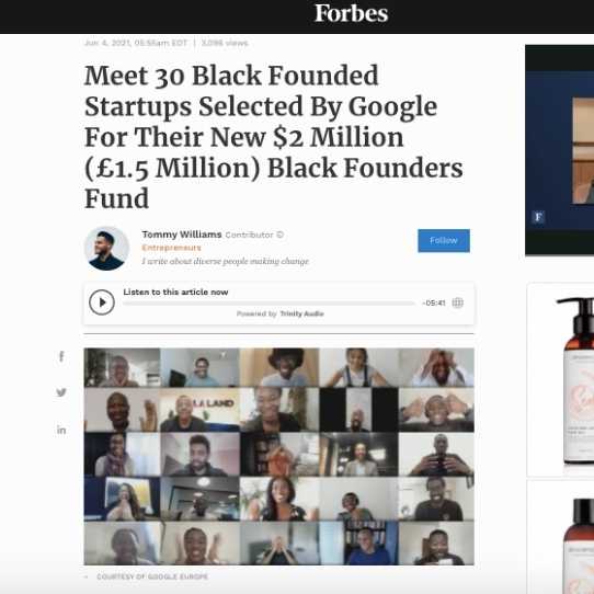 Forbes Meet 30 Black Founded Startups Selected By Google For Their New $2 Million (£1.5 Million) Black Founders Fund features Afrocenchix