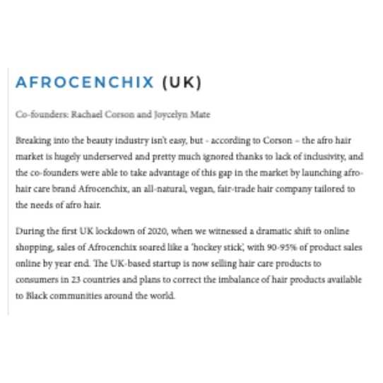 Start up magazines article on the 11 best black-owned startups to watch featuring Afrocenchix