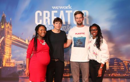 We work creator featured by the voice Rachael Corson and Joycelyn Mate with Ashton Kutcher