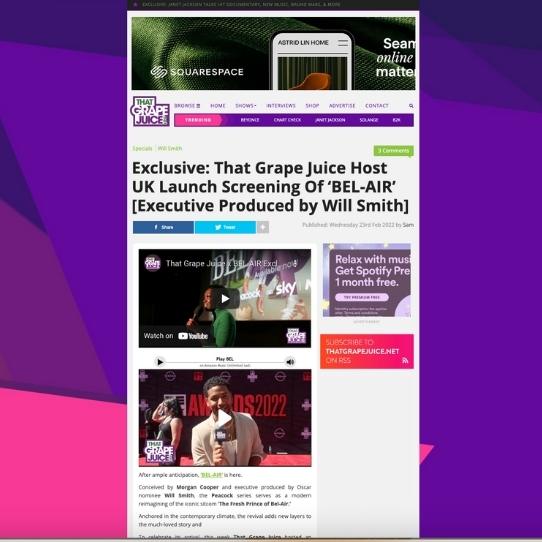 Exclusive: That Grape Juice Host UK Launch Screening Of ‘BEL-AIR’ [Executive Produced by Will Smith]