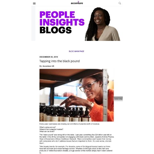 Accenture people insists blogs tapping into the black pound features Afrocenchix as a black-owned business