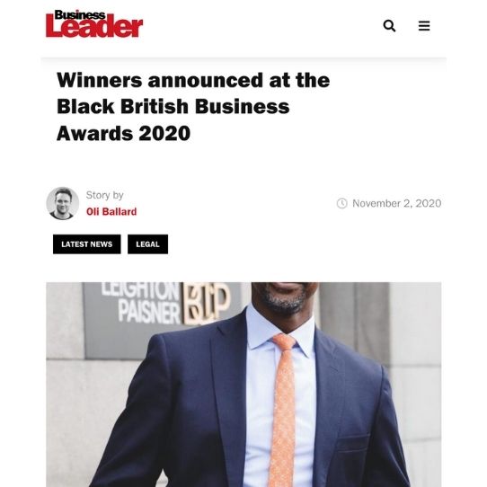 Business Leader article on the winners of the black British awards 2020 featuring Afrocenchix