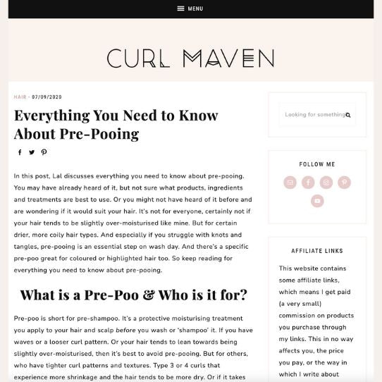 Curly callin: Curl maven article about pre-pooing and recommendations for Afrocenchix products