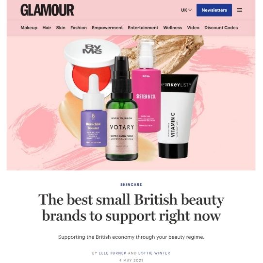 Glamour article on the best small British beauty brands to support right now features Afrocenchix