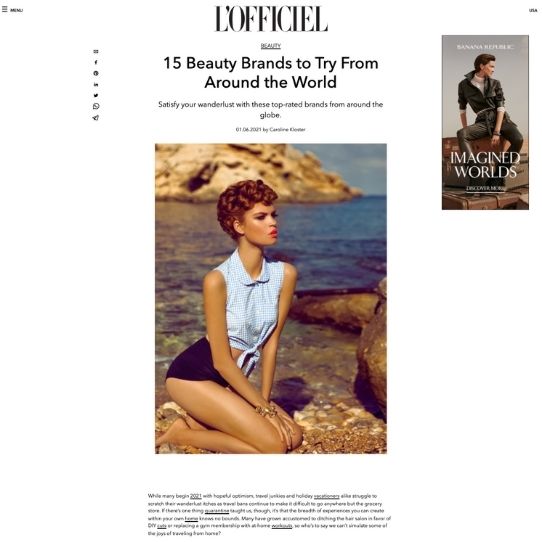 L'Officiel article with 15 Beauty Brands to Try from around the world featuring Afrocenchix