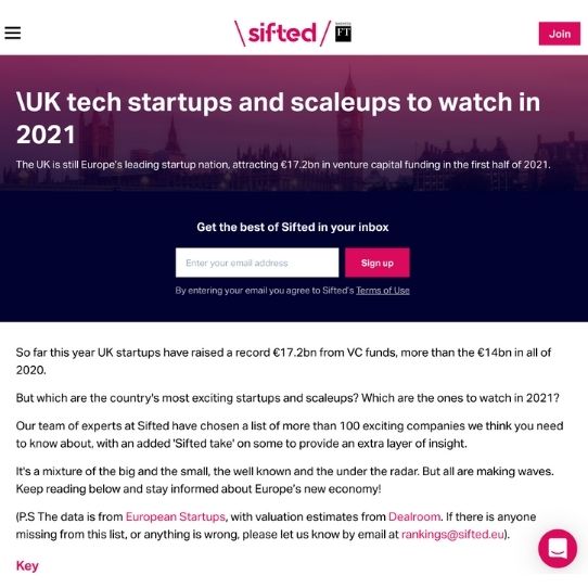 Sifted article on the Uk tech startups and scaleups to watch in 2021 featuring Afrocenchix
