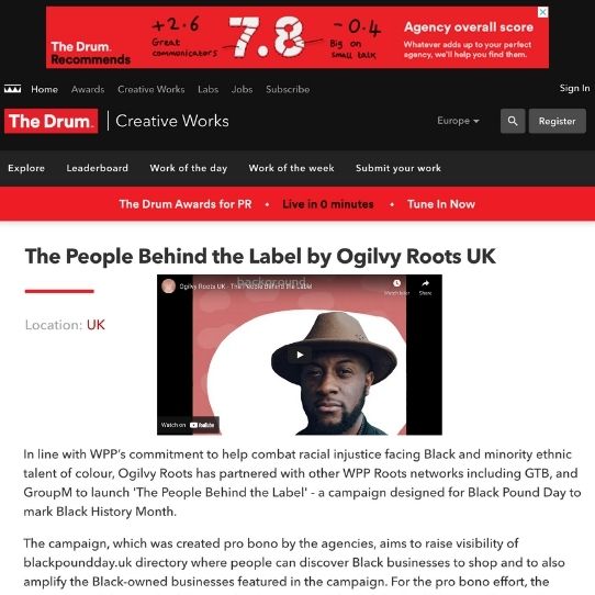 The Drum article about The people behind the label by ogilvy roots uk featuring Afrocenchix