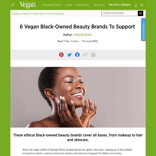 Vegan Food & Living article 6 Vegan black-owned beauty brands to support featuring Afrocenchix