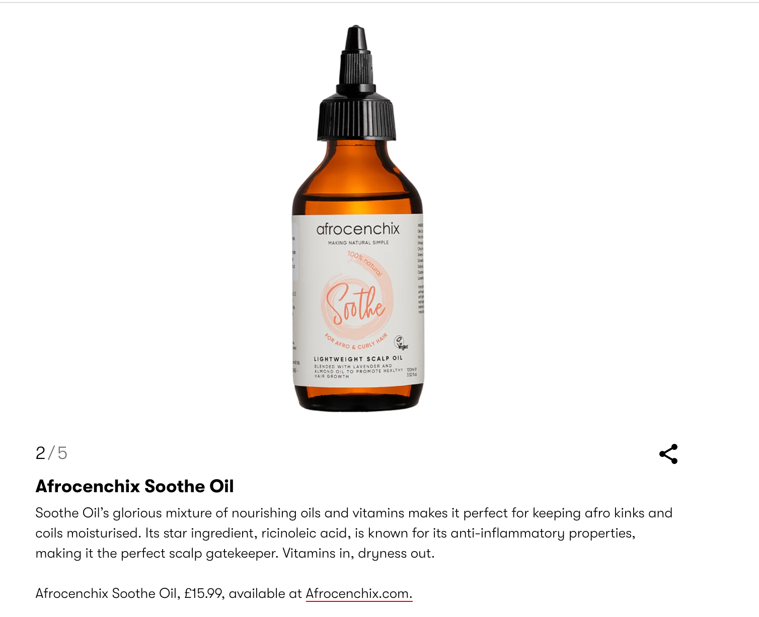 Vogue features Afrocenchix Soothe in a top 5 scalp oils